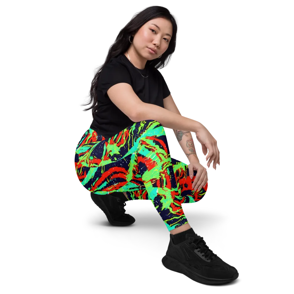 Cyber Jungle on Leggings with Pockets — Right Front