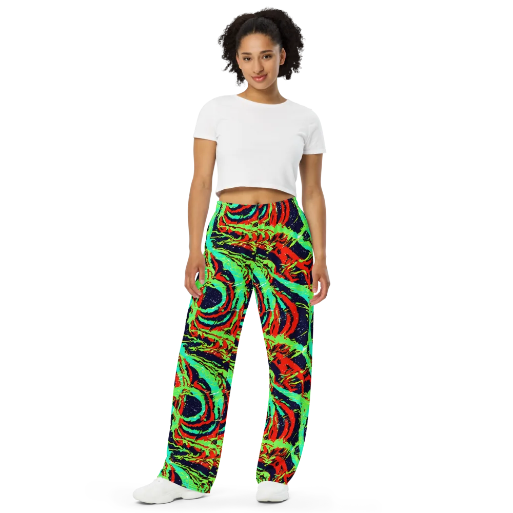 Cyber Jungle on Wide-Leg Pants — Front
