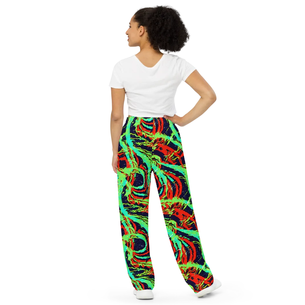 Cyber Jungle on Wide-Leg Pants — Back