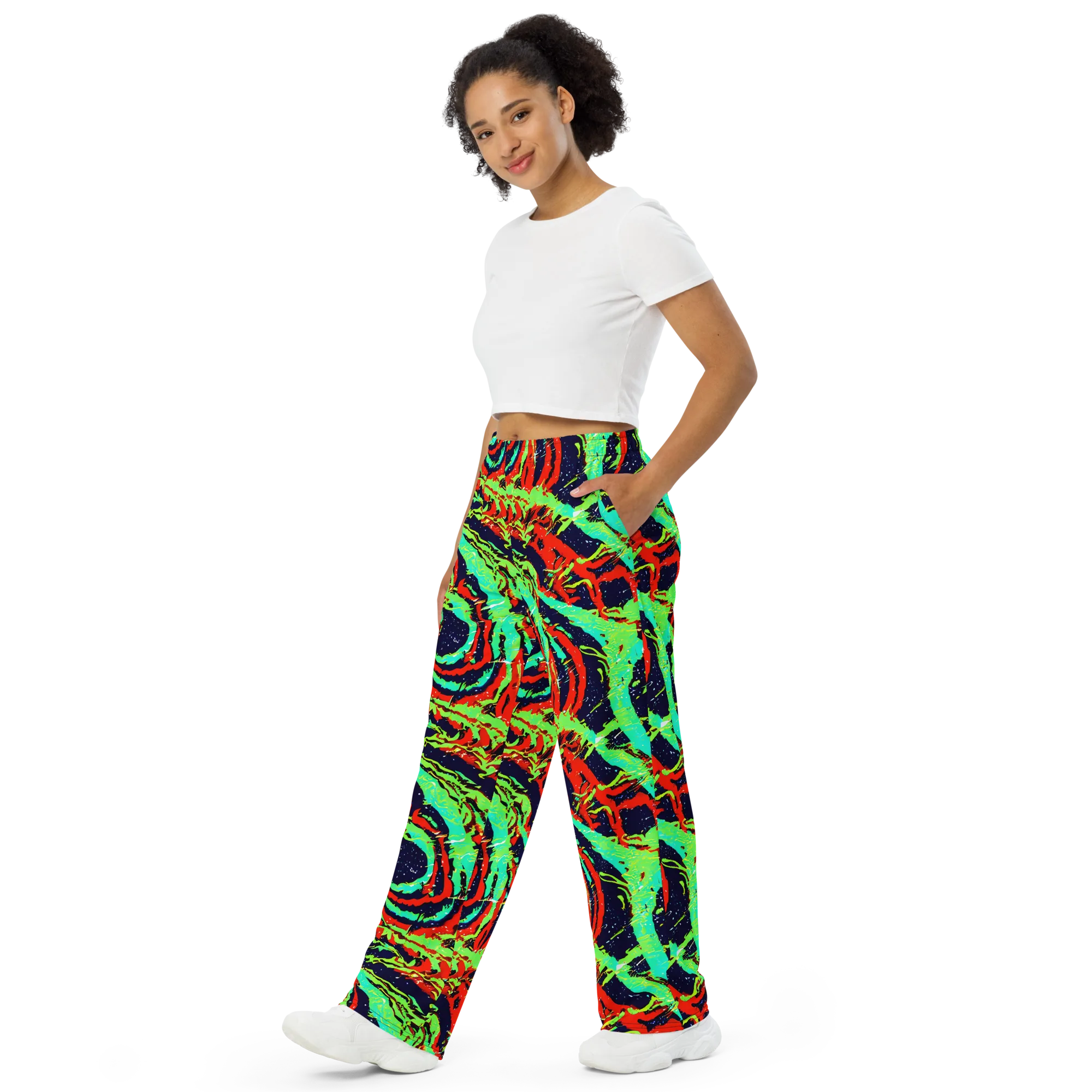 Cyber Jungle on Wide-Leg Pants — Left Front