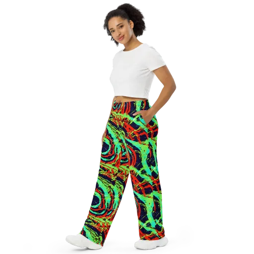 Cyber Jungle on a Wide-Leg Pants