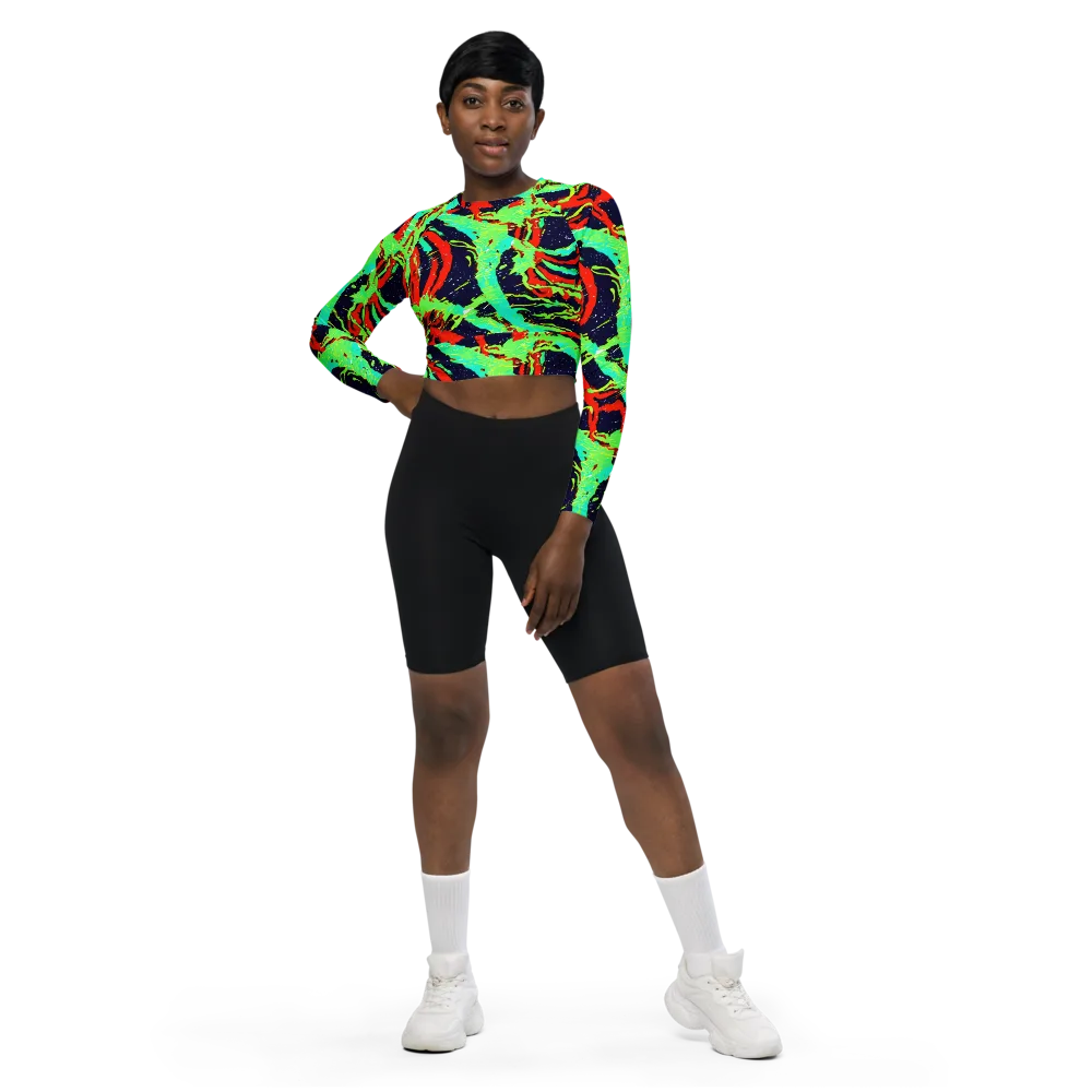 Cyber Jungle on Long Sleeve Crop Top — Front
