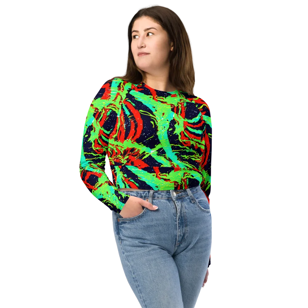 Cyber Jungle on Long Sleeve Crop Top — Front