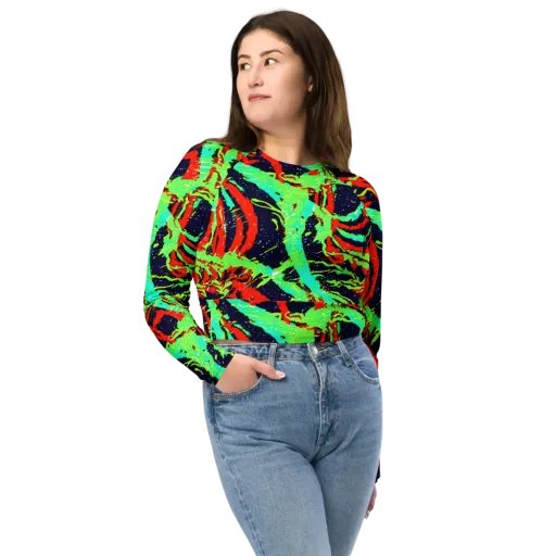 Cyber Jungle on a Long Sleeve Crop Top