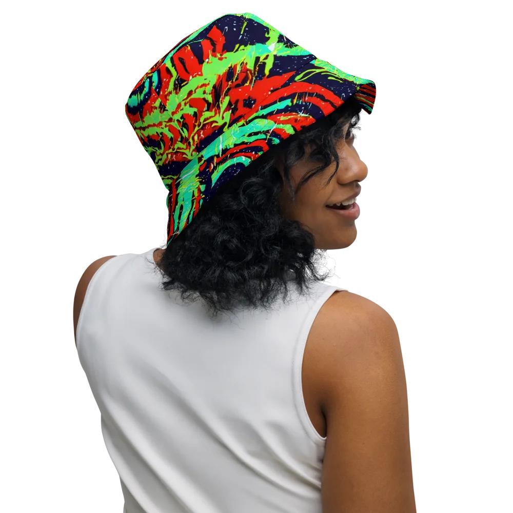 Cyber Jungle on Reversible Bucket Hat — Right Outside