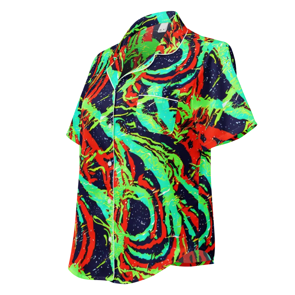 Cyber Jungle on Women's Short Sleeve Pajama Top — Left Front