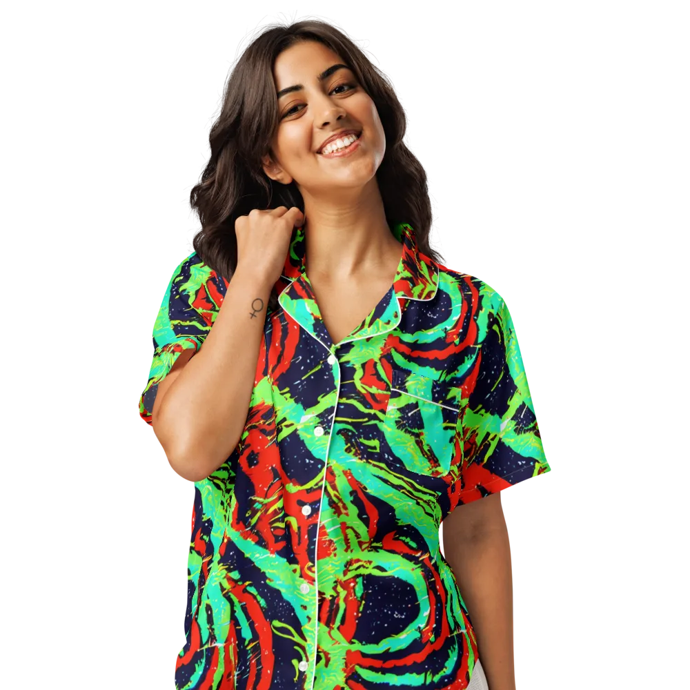 Cyber Jungle on Women's Short Sleeve Pajama Top — Front