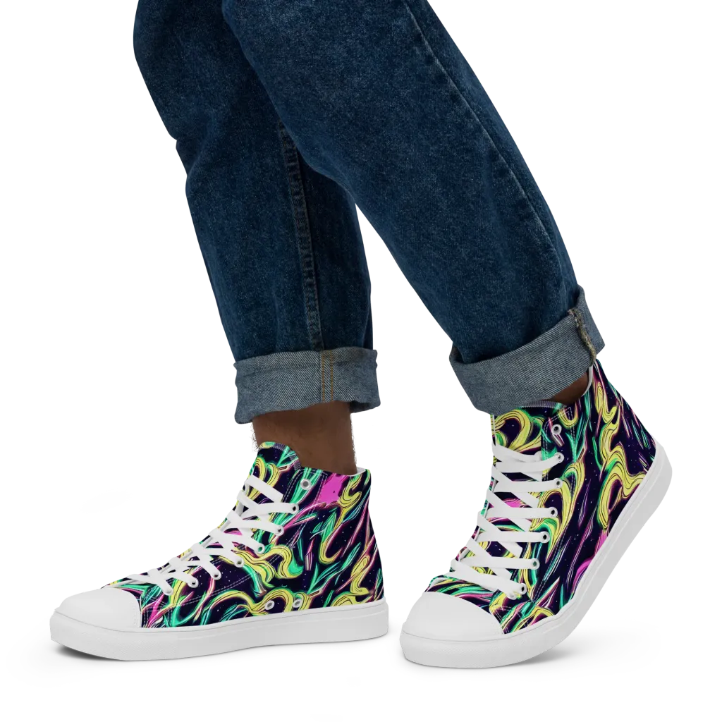 Casson's Whirl on Men's High Top Canvas Shoes — Left