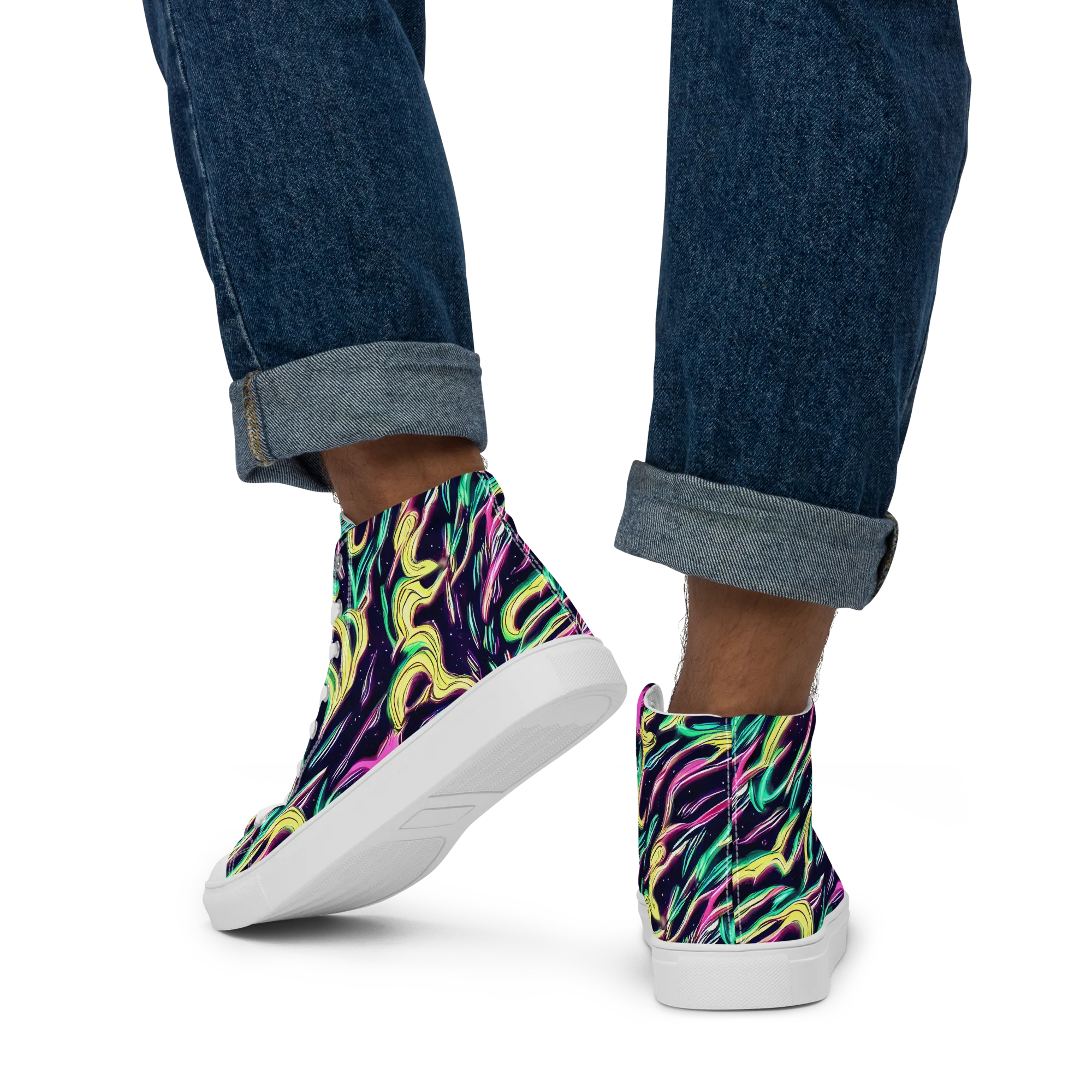Casson's Whirl on Men's High Top Canvas Shoes — Back