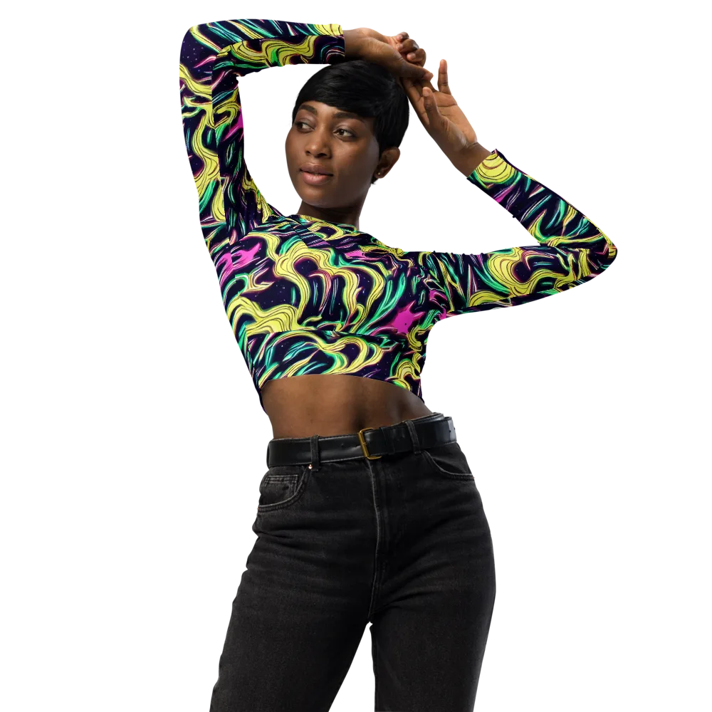 Casson's Whirl on Long Sleeve Crop Top — Front