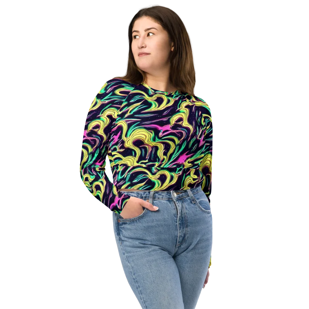 Casson's Whirl on Long Sleeve Crop Top — Front