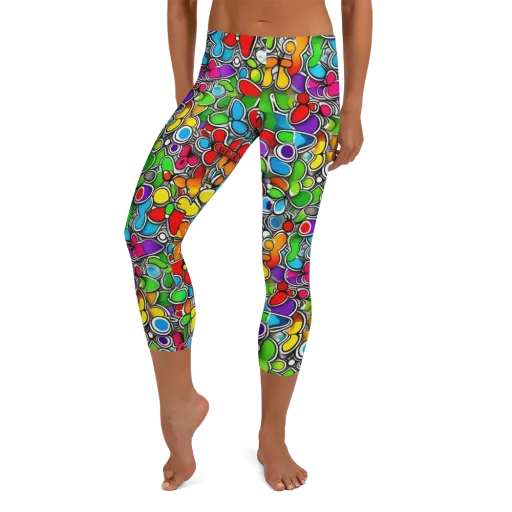 Neon Petal Parade on a Capri Leggings