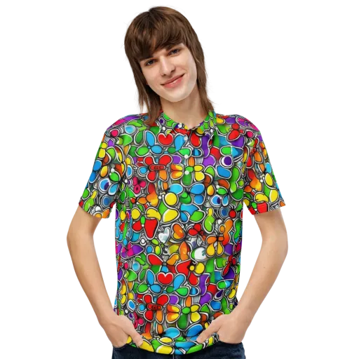 Neon Petal Parade on a Men's Slim Fit Polo Shirt