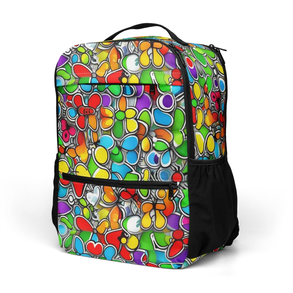 Neon Petal Parade on Utility Backpack — Left Front