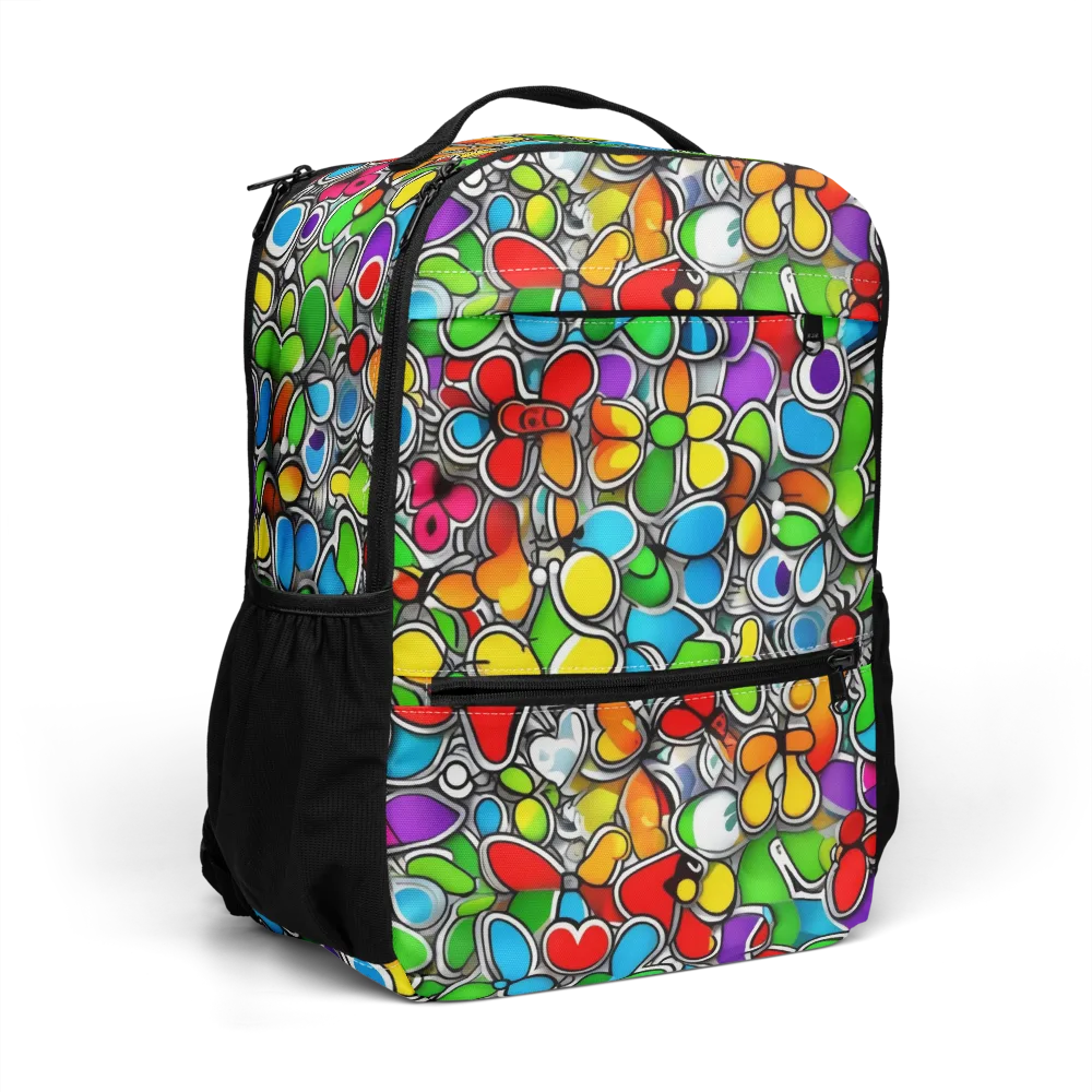 Neon Petal Parade on Utility Backpack — Right Front