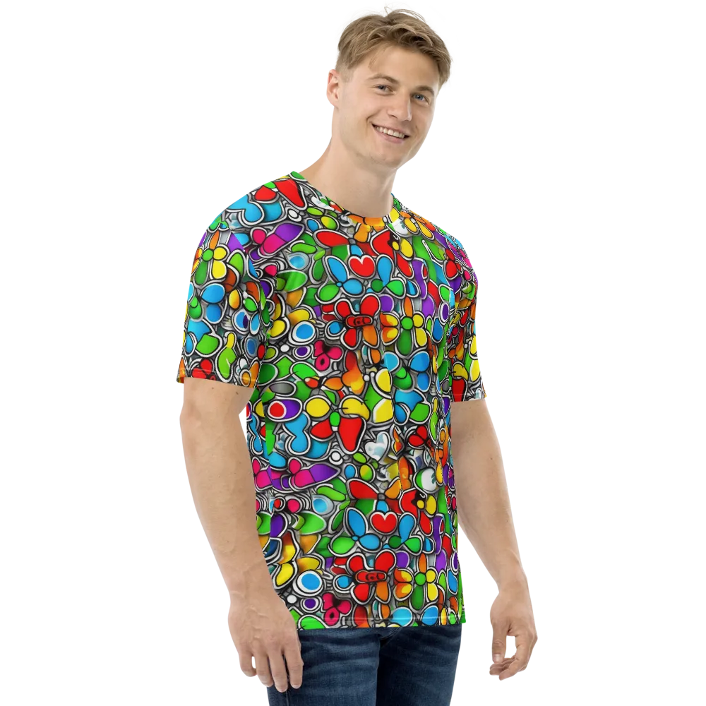 Neon Petal Parade on Men's Crew Neck T-Shirt — Right