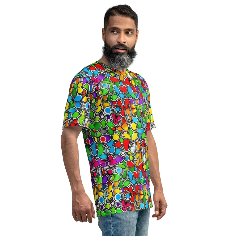 Neon Petal Parade on Men's Crew Neck T-Shirt — Right