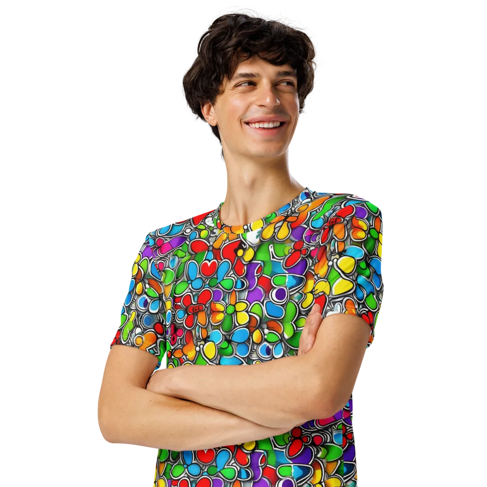 Neon Petal Parade on Men's Crew Neck T-Shirt — Left Front