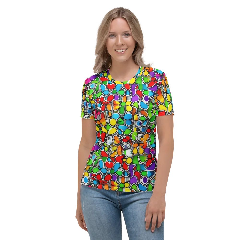 Neon Petal Parade on Women's Crew Neck T-Shirt — Front