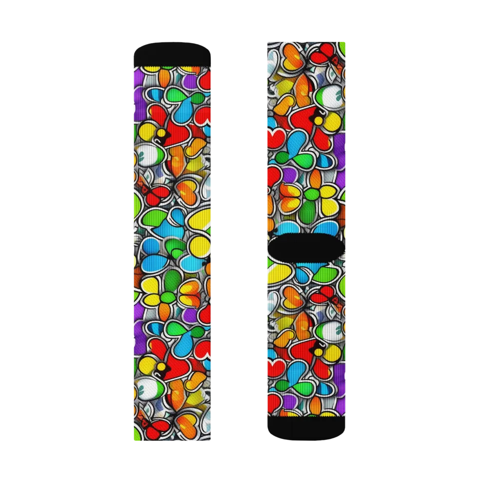 Neon Petal Parade on Socks — Right Sock
