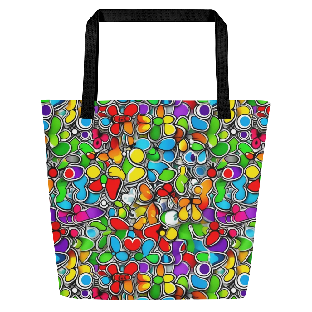Neon Petal Parade on Large Tote Bag W/ Pocket — Front