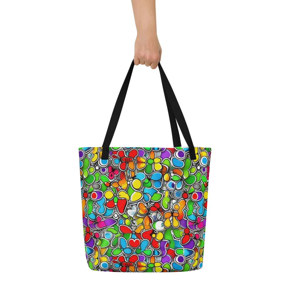 Neon Petal Parade on Large Tote Bag W/ Pocket — Front
