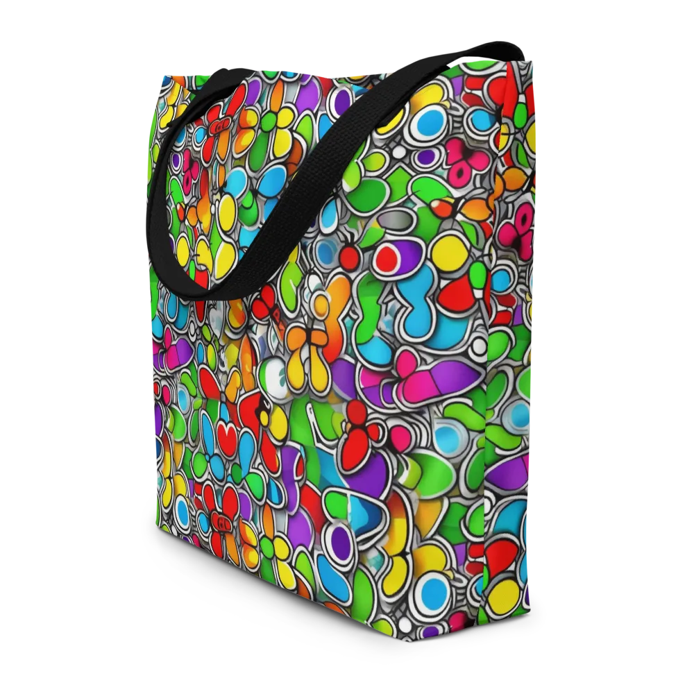 Neon Petal Parade on Large Tote Bag W/ Pocket — Front