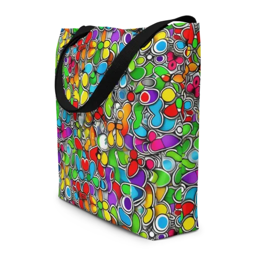 Neon Petal Parade on a Large Tote Bag W/ Pocket