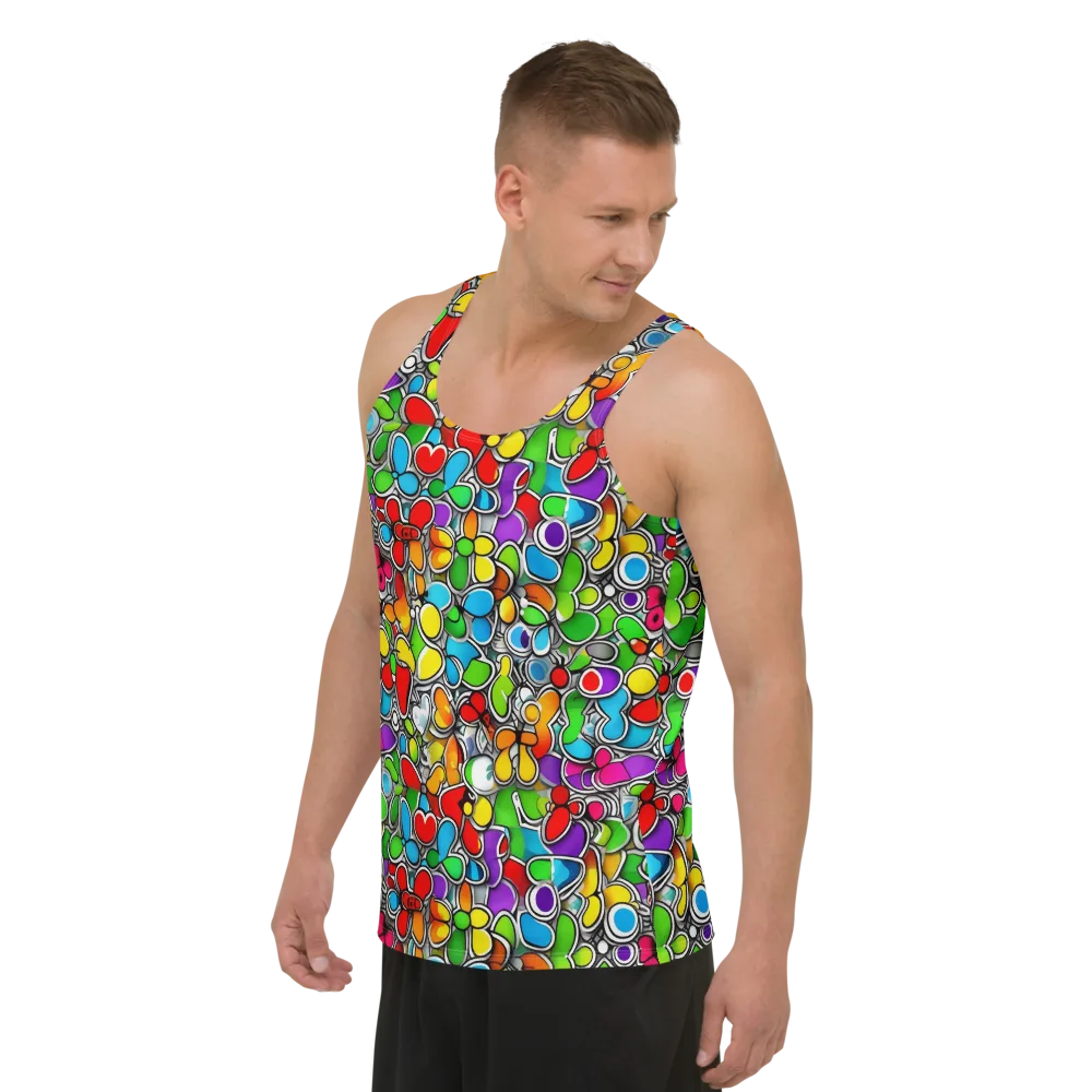 Neon Petal Parade on Men's Tank Top — Left Front