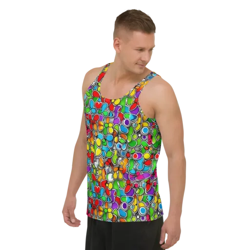 Neon Petal Parade on a Men's Tank Top