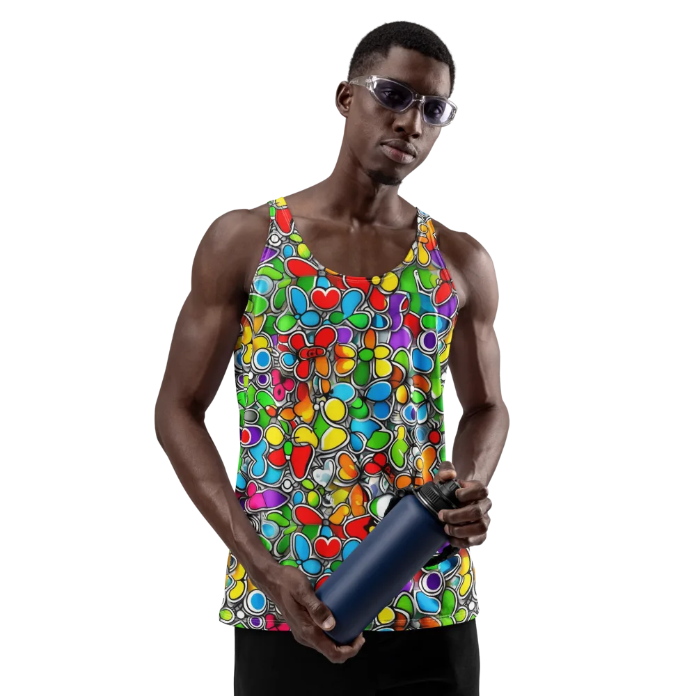 Neon Petal Parade on Men's Tank Top — Front