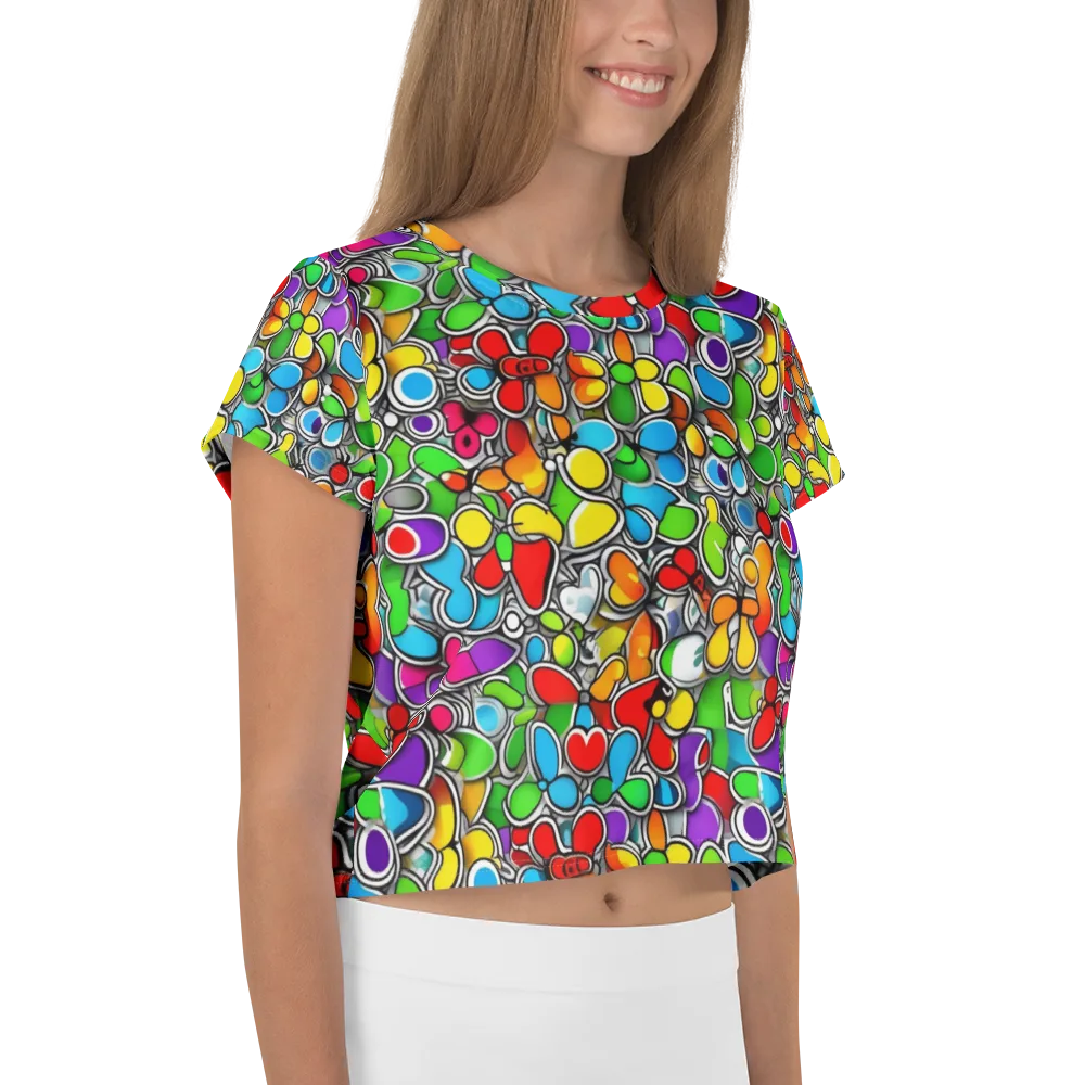 Neon Petal Parade on Crop Tee — Right