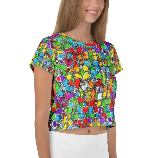 Neon Petal Parade on a Crop Tee