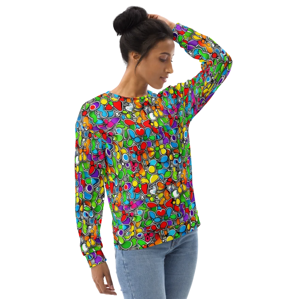 Neon Petal Parade on Sweatshirt — Right Front