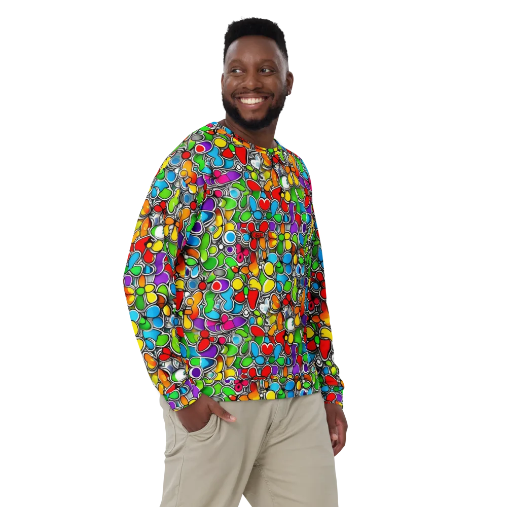 Neon Petal Parade on Sweatshirt — Front