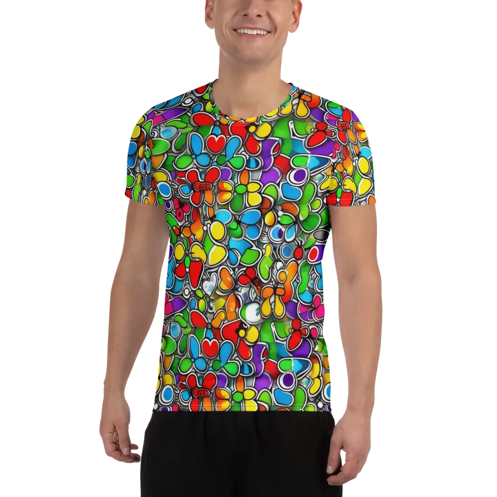 Neon Petal Parade on Men's Athletic T-Shirt — Front