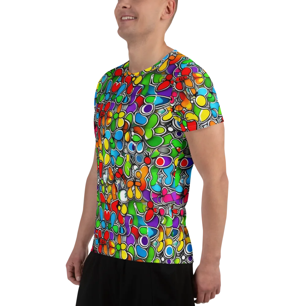 Neon Petal Parade on Men's Athletic T-Shirt — Left