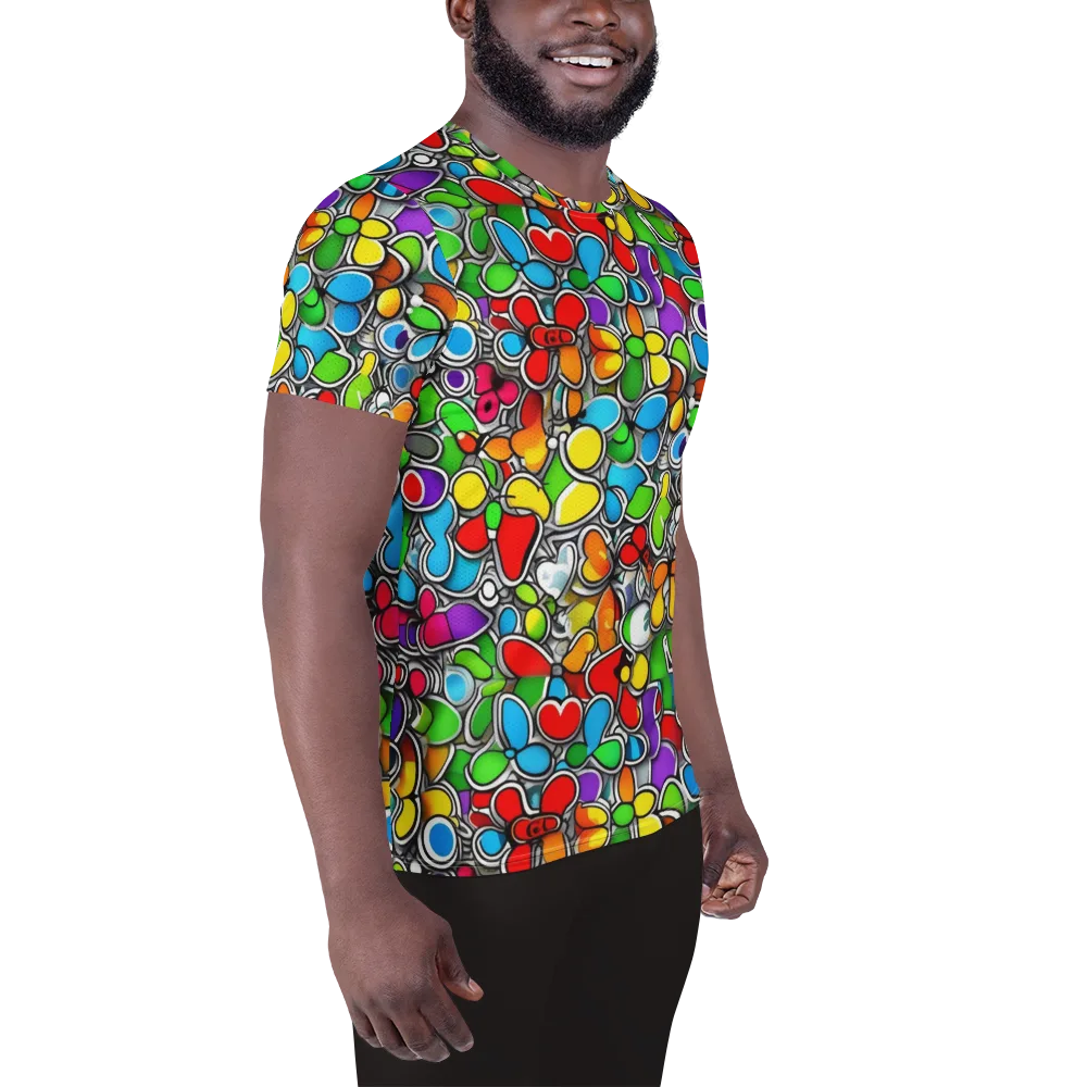 Neon Petal Parade on Men's Athletic T-Shirt — Right