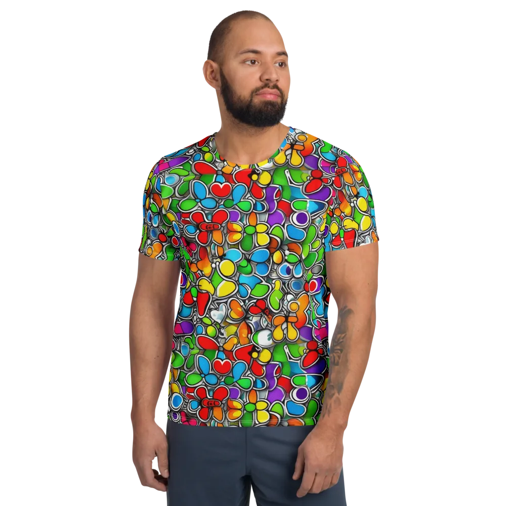 Neon Petal Parade on Men's Athletic T-Shirt — Front