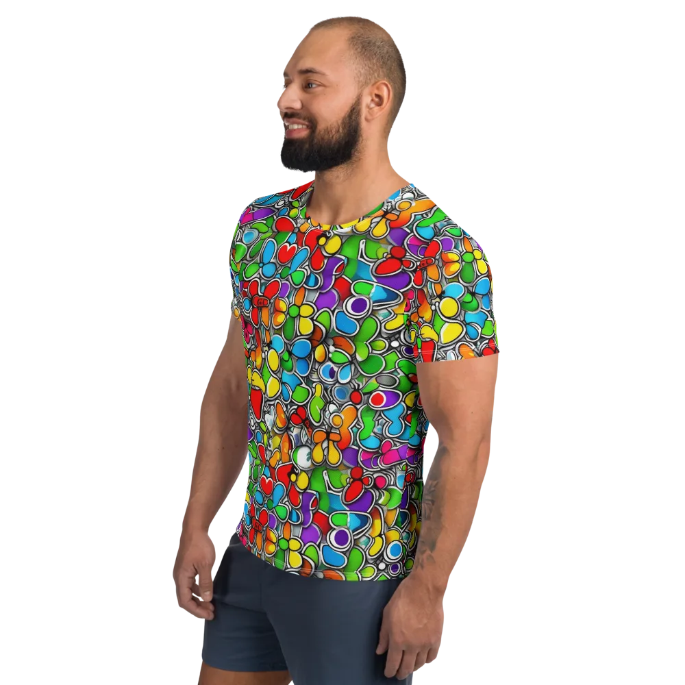 Neon Petal Parade on Men's Athletic T-Shirt — Left