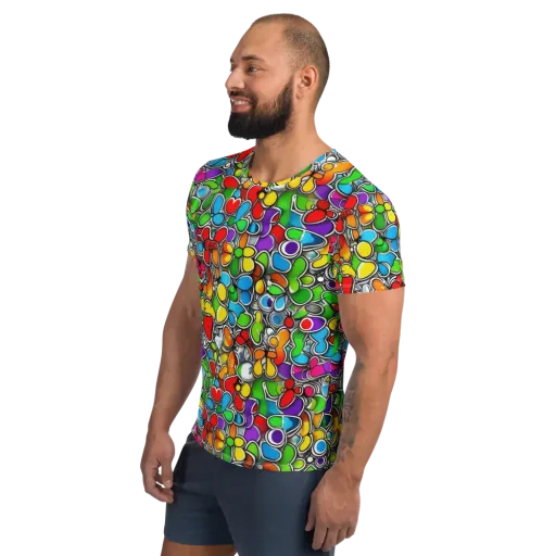 Neon Petal Parade on a Men's Athletic T-Shirt