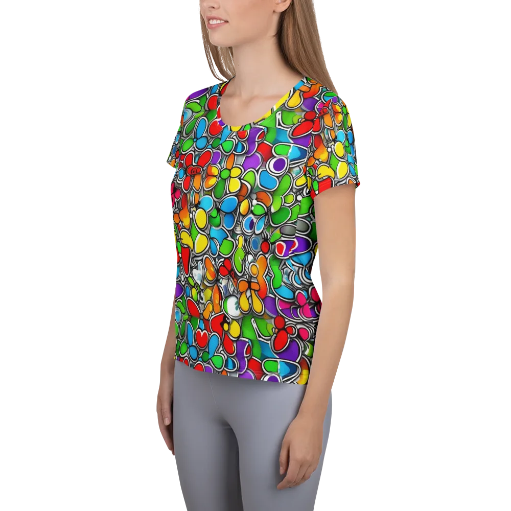 Neon Petal Parade on Women's Athletic T-Shirt — Left