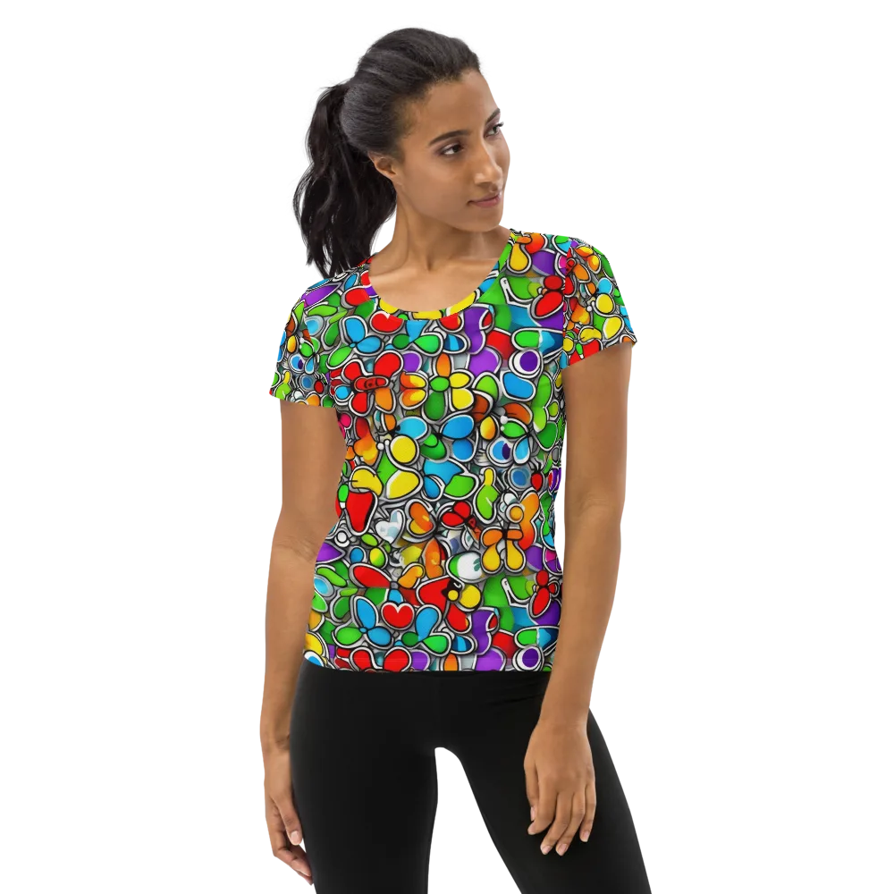 Neon Petal Parade on Women's Athletic T-Shirt — Front