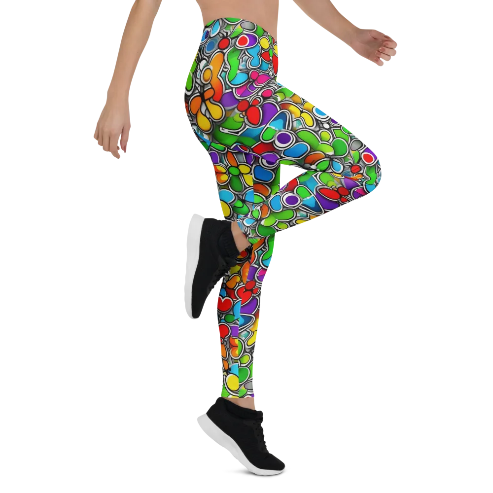 Neon Petal Parade on Leggings — Right