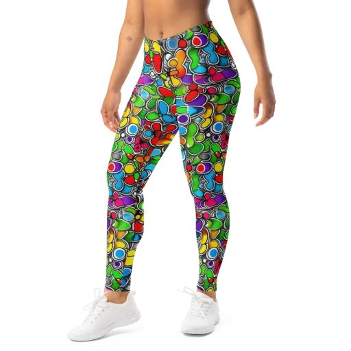 Neon Petal Parade on a Leggings