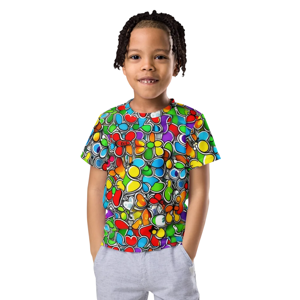 Neon Petal Parade on Kids Crew Neck T-Shirt — Front