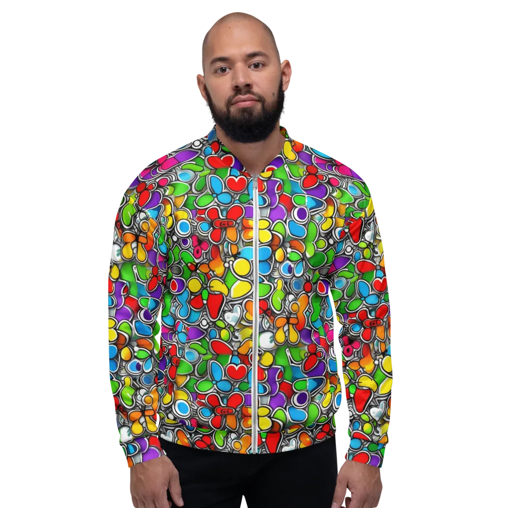 Neon Petal Parade on Bomber Jacket — Front
