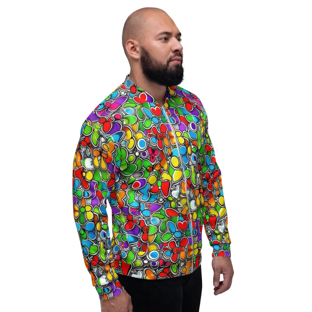Neon Petal Parade on Bomber Jacket — Right