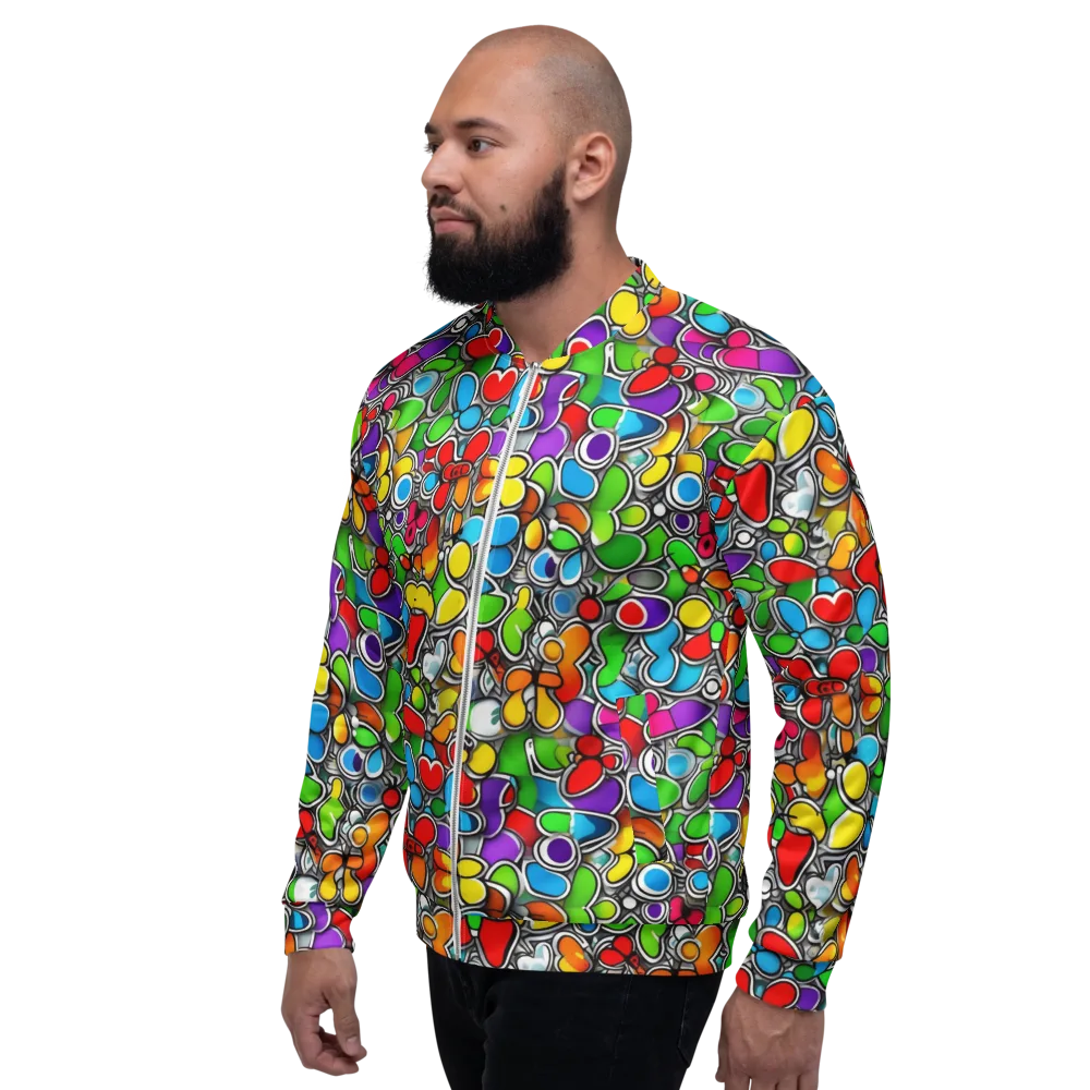 Neon Petal Parade on Bomber Jacket — Left
