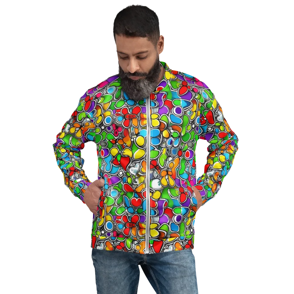 Neon Petal Parade on Bomber Jacket — Front